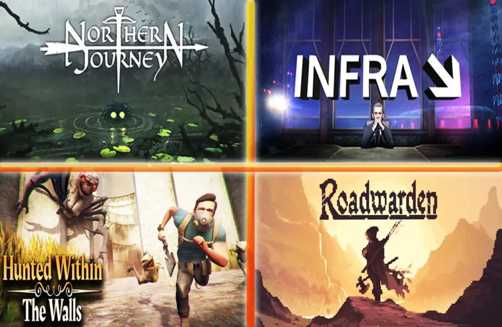 Split screen showing game cover art for Hunted Within The Walls on the left and Roadwarden on the right.